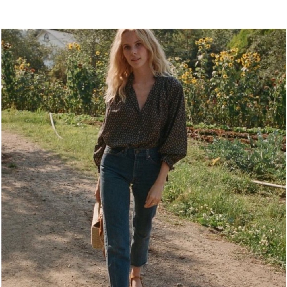 Dôen rose blouse in black ditsy M